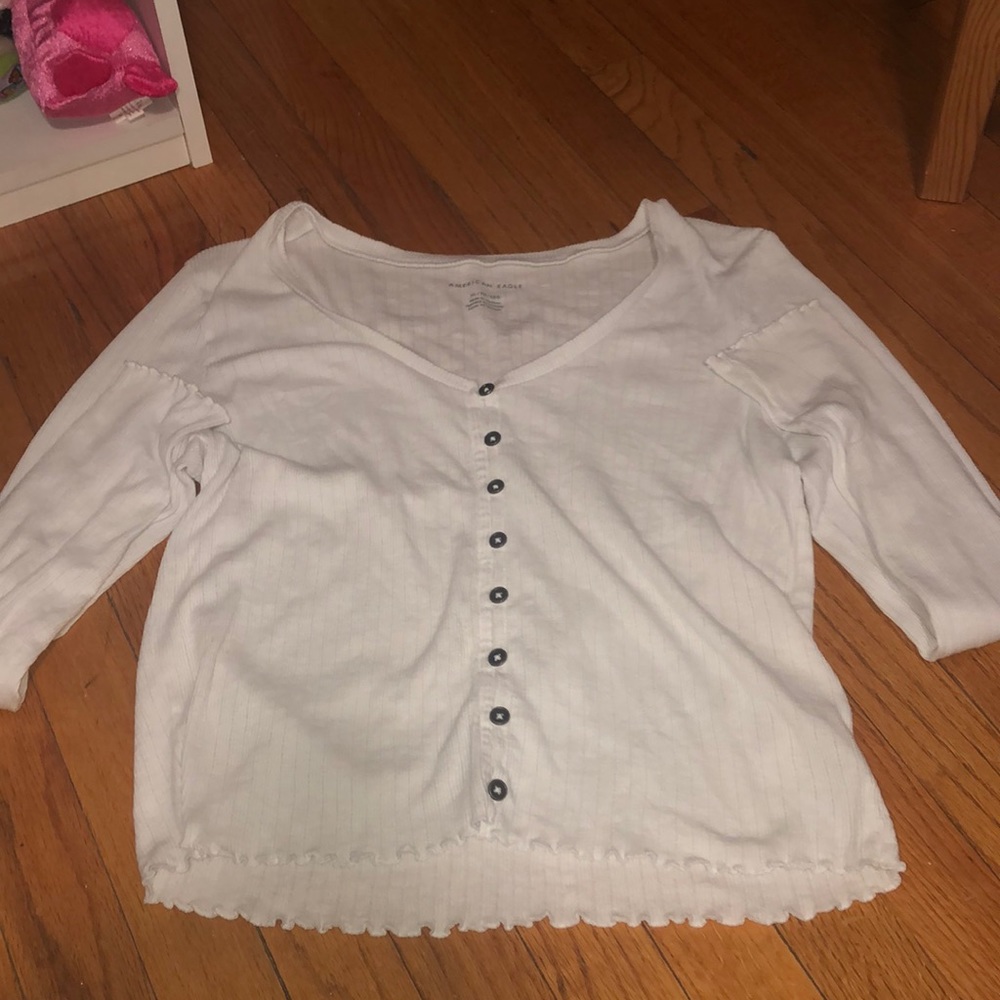 White Ruffled Long Sleeve